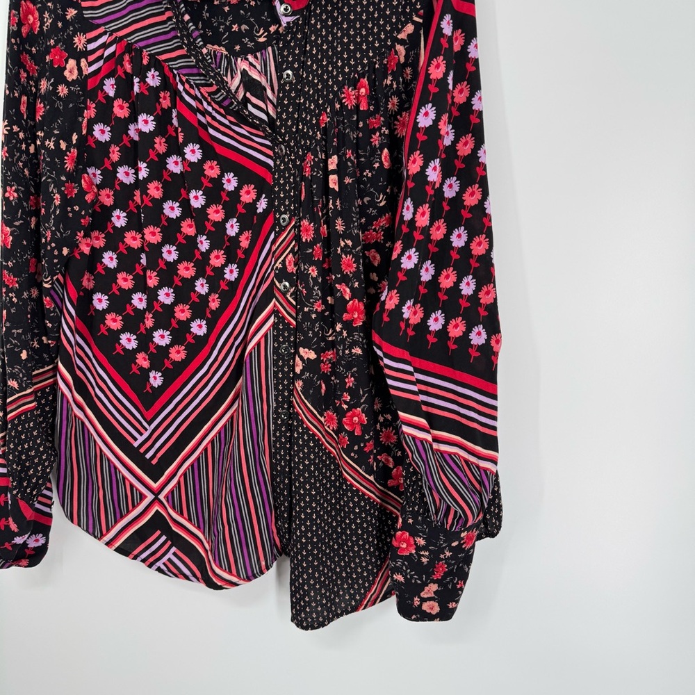 Free People Hazel Patchwork Button Down Blouse - image 3